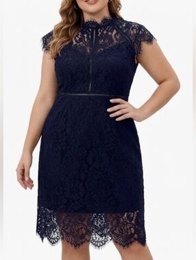 Lace Cap-Sleeve Black Dress - Elegant Occasion Dress